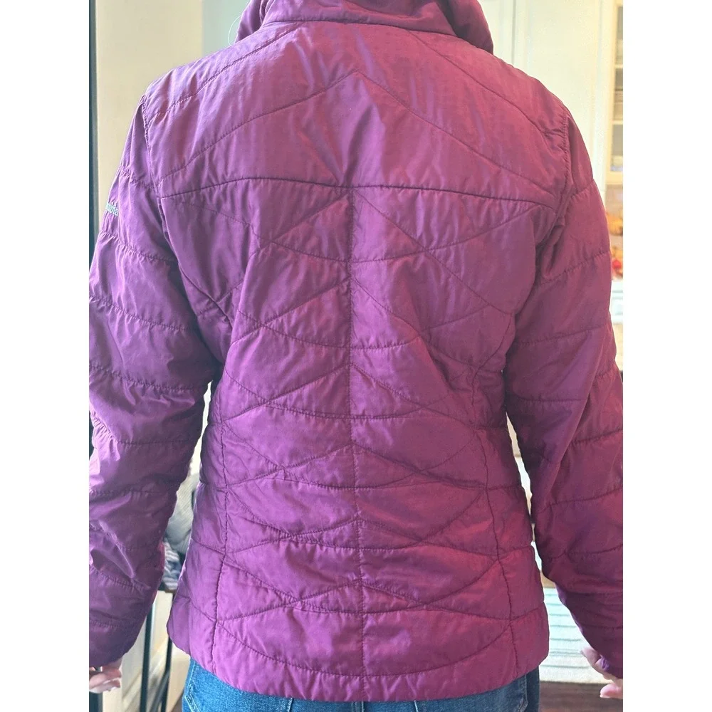 Columbia Womens Omni-Heat Puffer Jacket Magenta Purple Quilted Full Zip Medium